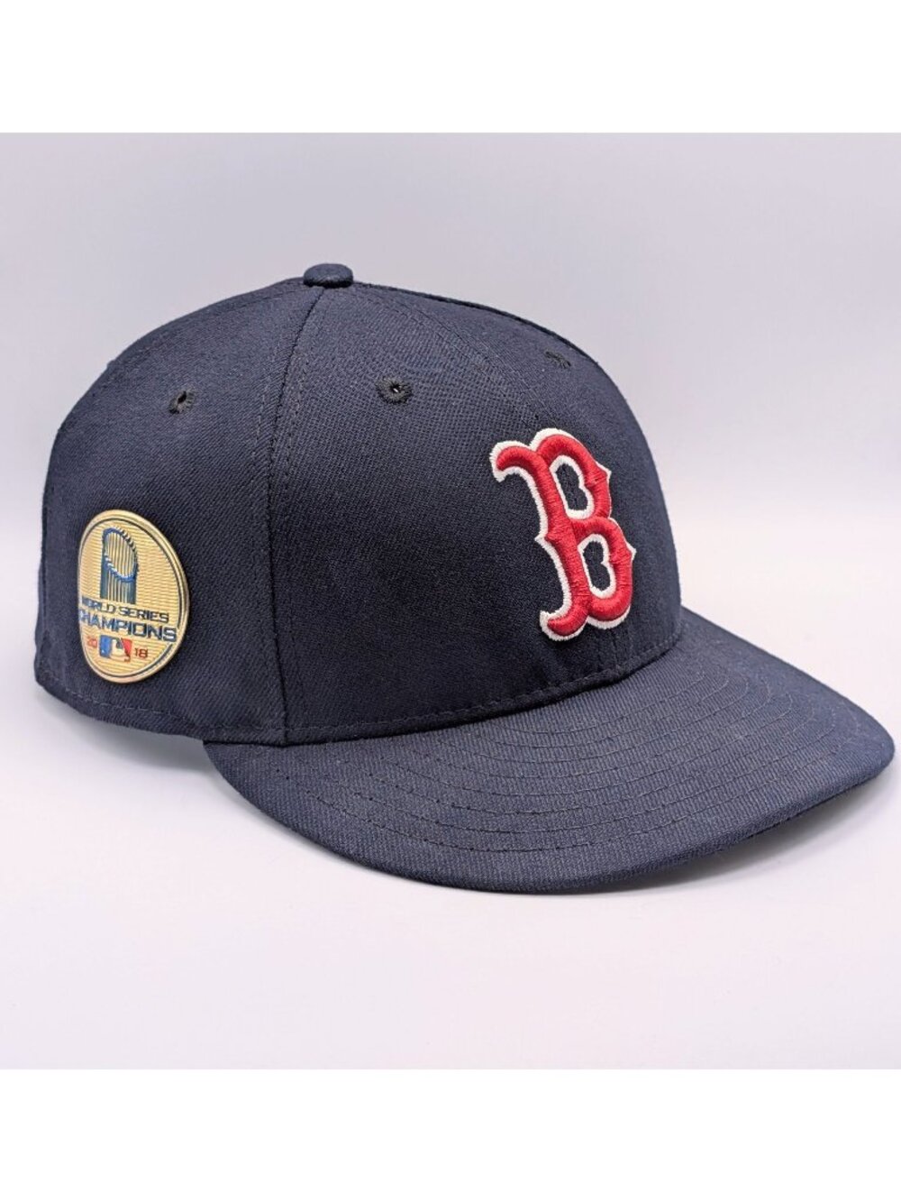 Boston Red Sox Hat Fitted 7 3/8 Blue Red Gold Baseball World Series 2018 New Era